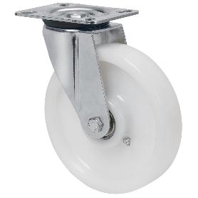 RUEDA GIRATORA PLACA 4MM 10ZVR150-FTB NYLON BLANCO EXTRAFUERTE EJE BOLAS