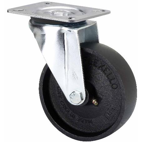 RUEDA GIRATORA PLACA 4MM 10ZVR200-CI HIERRO FUNDIDO EJE LISO