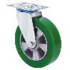 RUEDA GIRATORA PLACA 10ZV160-AUGB ALUMINIO-POLIUR.VERDE EJE BOLAS