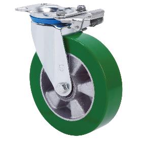 RUEDA GIRATORA PLACA MEC.DIR.10ZVMD160-AUGB ALUMINIO-POLIUR.VERDE EJE BOLAS