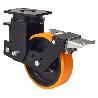 RUEDA GIRATORA PLACA FRENO 10HLSBFN200-HUB SUSPENSION POLIUR.NARANJA BOLAS