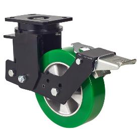 RUEDA GIRATORA PLACA FRENO 10HLSBFN200-AUGB SUSPENSION POLIUR.VERDE EJE BOLAS