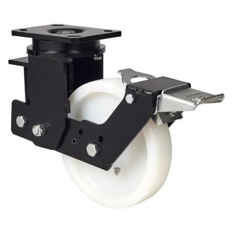 RUEDA GIRATORA PLACA FR.10HLSBFN150-FTB SUSPENSION NYLON BLANCO EXTRAF.BOLAS