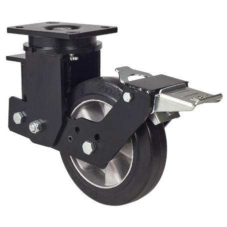 RUEDA GIRATORA PLACA FR.10HLSBFN160-DEB SUSPENSION GOMA NEGRA ELASTICA BOLAS