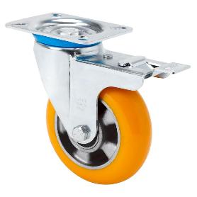 RUEDA GIRATORA PLACA FR.10ZVFD160-AUAB ALUMINIO-POLIUR.NARANJA BOLAS BALONA