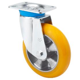 RUEDA GIRATORA PLACA 10TV160-AUAB ALUMINIO-POLIUR.NARANJA EJE BOLAS BALONA