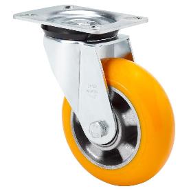 RUEDA GIRATORA PLACA 4MM 10ZVR200-AUAB ALUMINIO-POLIUR.NARANJA BOLAS BALONA