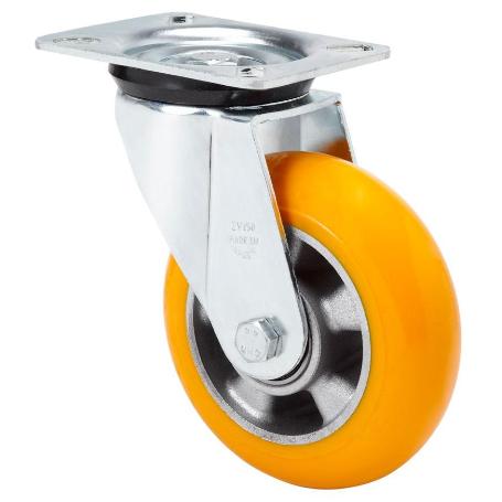 RUEDA GIRATORA PLACA 4MM 10ZVR200-AUAB ALUMINIO-POLIUR.NARANJA BOLAS BALONA