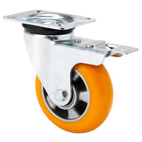 RUEDA GIRATORA PLACA FR.4MM 10ZVRFD200-AUAB ALUM-POLIUR.NARANJA BOLAS BALONA