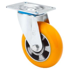 RUEDA GIRATORA PLACA 10ZV200-AUAB ALUMINIO-POLIUR.NARANJA EJE BOLAS BALONA