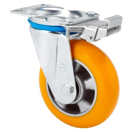 RUEDA GIRATORA PLACA MEC.DIR.10ZVMD200-AUAB ALUMINIO-POLIUR.NAR.BOLAS BALONA