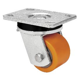 RUEDA GIRATORA PLACA 10SLR80-VNB HIERRO-POLIUR.VULCANIZADO NARANJA BOLAS