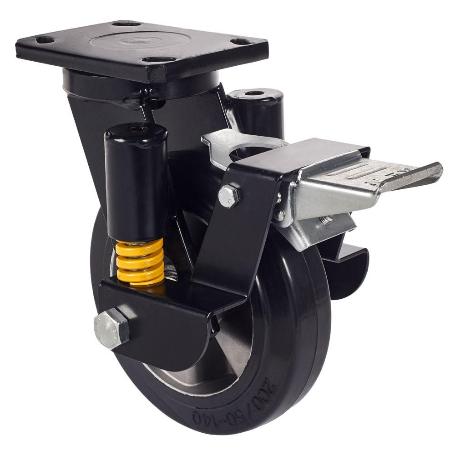 RUEDA GIRATORA PLACA FR.10HLSEFN200-DEB SUSPENSION GOMA NEGRA ELASTICA BOLAS