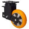 RUEDA GIRATORA PLACA 10HLSB160-AUAB SUSPENSION POLIUR.NARANJA BOLAS BALONA