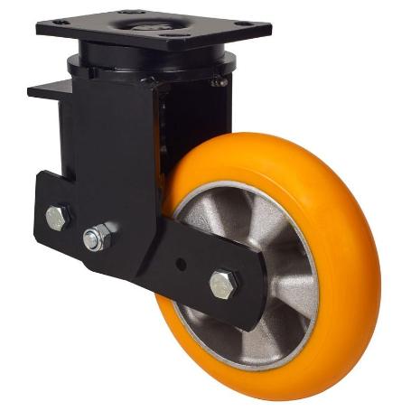 RUEDA GIRATORA PLACA 10HLSB200-AUAB SUSPENSION POLIUR.NARANJA BOLAS BALONA