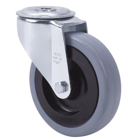 RUEDA GIRATORA AGUJERO M12 20ZVL80CP-PGASB POLIAMIX-GOMA GRIS EJE BOLAS