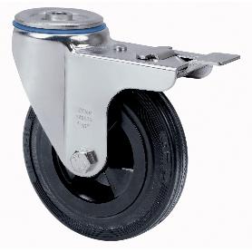 RUEDA GIRATORA AGUJERO M12 FRENO 20ZVLFD80-PSN POLIAMIX-GOMA NEGRA EJE LISO