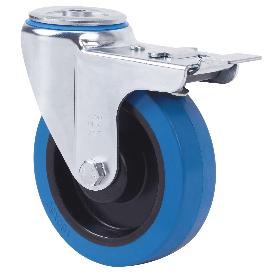 RUEDA GIRATORA AGUJERO M12 FRENO 20ZVLFD100-PGMR POLIAMIX-GOMA AZUL RODILLOS