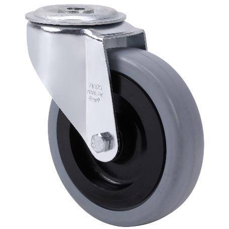 RUEDA GIRATORA AGUJERO M12 INOX.20ZVLI100-PGAN POLIAMIX-GOMA GRIS EJE LISO