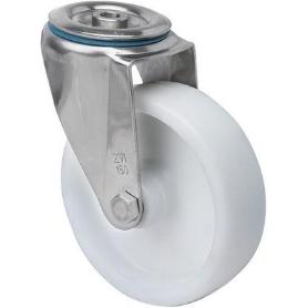 RUEDA GIRATORA AGUJERO M12 INOX.20ZVLI100-UTR POLIAMIX BLANCO EJE RODILLOS