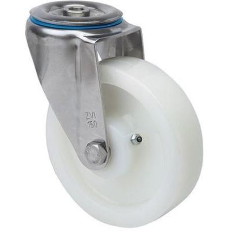 RUEDA GIRATORA AGUJERO M12 INOX.20ZVLI80-FT NYLON BLANCO EXTRAFUERTE EJE LISO