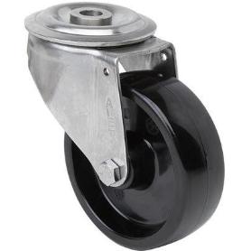 RUEDA GIRATORA AGUJERO M12 INOX.20ZVLI80-TT RESINA NEGRA EJE LISO