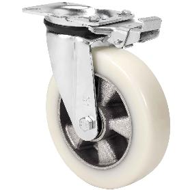 Rueda giratora placa mec.dir.4mm 10zvrmd160-ausb alum-poliur.blanco"veloc"bol