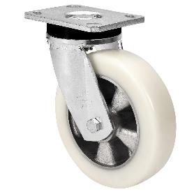 Rueda giratora placa 10slr160-ausb alum.-poliur.blanco"veloc"eje bolas