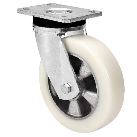 Rueda giratora placa 10slr200-ausb alum.-poliur.blanco"veloc"eje bolas