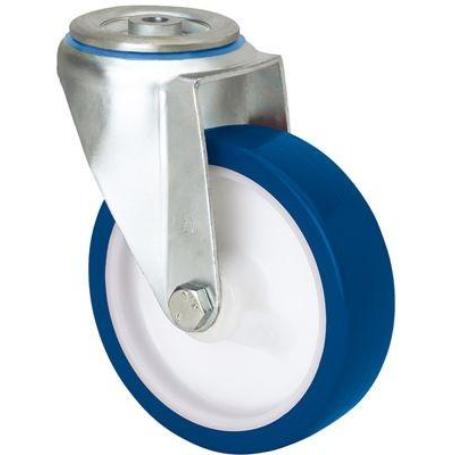 RUEDA GIRATORA AGUJERO M12 20ZVL80CP-POASB POLIAMIX BLANCO-POLIUR.AZUL BOLAS