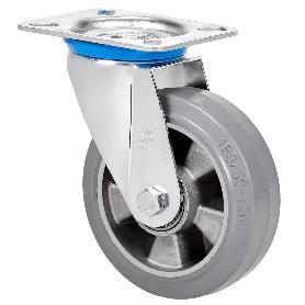 RUEDA GIRATORA PLACA 10ZV160-DEGB ALUMINIO-GOMA GRIS ELASTICA EJE BOLAS