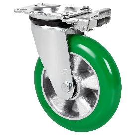 RUEDA GIRATORA PLACA MEC.DIR.4MM 10ZVRMD160-AUAGB ALU-POLIUR.VERDE BOL.BALONA