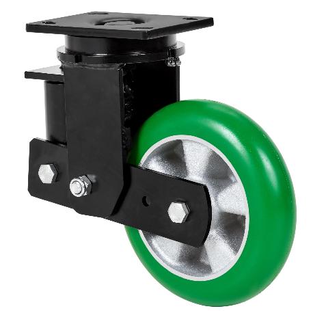 RUEDA GIRATORA PLACA 10HLSB160-AUAGB SUSPENSION POLIUR.VERDE EJE BOLAS BALONA