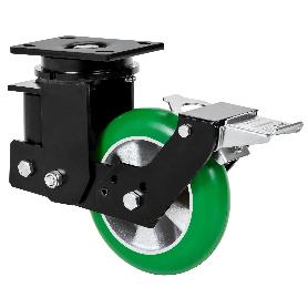 RUEDA GIRATORA PLACA FR.10HLSBFN160-AUAGB SUSPENSION POLIUR.VERD.BOLAS BALONA