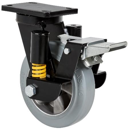 RUEDA GIRATORA PLACA FR.10HLSEFN200-DEGB SUSPENSION GOMA GRIS ELASTICA BOLAS