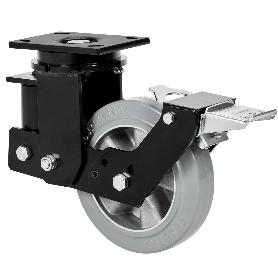 RUEDA GIRATORA PLACA FR.10HLSBFN200-DEGB SUSPENSION GOMA GRIS ELASTICA BOLAS