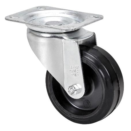 RUEDA GIRATORA PLACA 10ZVL100-THG GOMA NEGRA TECNOPOLIMERO EJE LISO