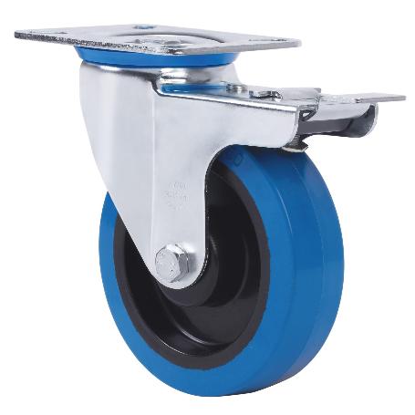 RUEDA GIRATORA PLACA FRENO 10ZVLFD100CP-PGMSB POLIAMIX-GOMA AZUL BOLAS AH NEG