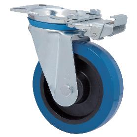 RUEDA GIRATORA PLACA MEC.DIR.10ZVMD160-PGMB POLIAMIX-GOMA AZUL EJE BOLAS