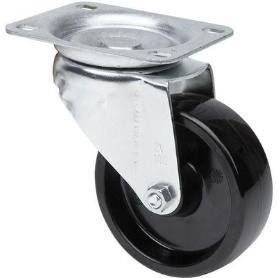 RUEDA GIRATORA PLACA 10ZVL100-TTB RESINA NEGRA EJE BOLAS