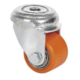 RUEDA GIRATORA AGUJ.M10 21LP35-VNB HIERRO-POLIUR.VULCANIZADO NARANJA BOLAS