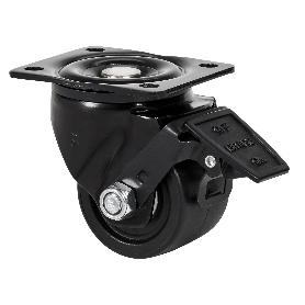 RUEDA GIRATORA PLACA FRENO 10LPFN75-KNB NYLON NEGRO EXTRAFUERTE EJE BOLAS