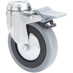 RUEDA GIRATORA AGUJERO M12 FRENO 20BHAFD125CP-PGASB POLIAMIX-GOMA GRIS BOLAS