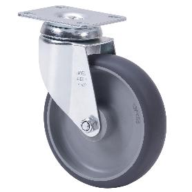 RUEDA GIRATORA PLACA 10BHA100-PGZR POLIAMIX-GOMA GRIS INYECT.EJE RODILLOS