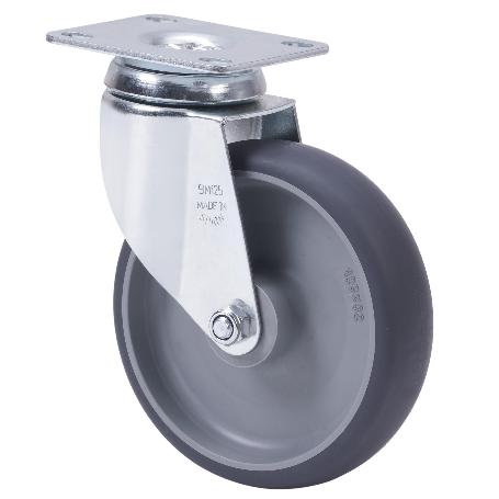 RUEDA GIRATORA PLACA 10BHA100-PGZR POLIAMIX-GOMA GRIS INYECT.EJE RODILLOS