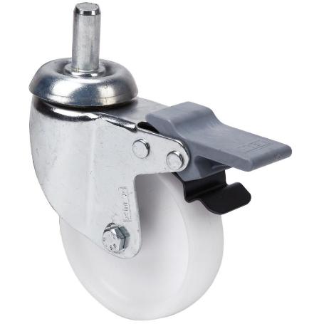 RUEDA GIRATORA ESPIGA LISA M12X30 FRENO 33BHFD60-BP PLASTICO BLANCO EJE LISO