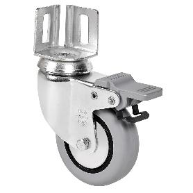 RUEDA GIRATORA PLETINA ANGULAR FRENO 16BHFD60CP-PGIA POLIAMIX-GOMA GRIS LISO