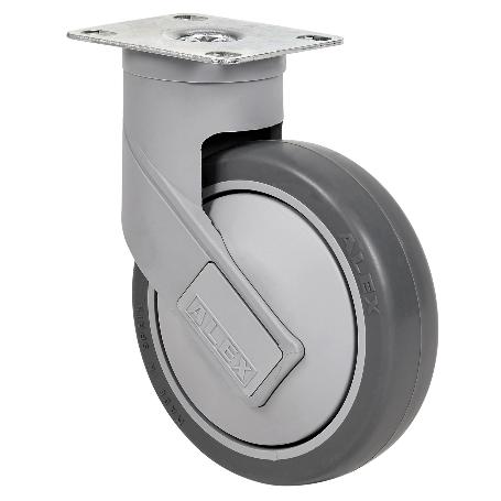 RUEDA GIRATORA PLACA 10HC125CP-PGAISB GOMA GRIS .EJE BOLAS