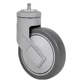 RUEDA GIRATORA ESPIGA ROSCADA M10X25 50HC125CP-PGAISB GOMA GRIS EJE BOLAS