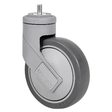 RUEDA GIRATORA ESPIGA ROSCADA M12X25 50HC125CP-PGAISB GOMA GRIS EJE BOLAS